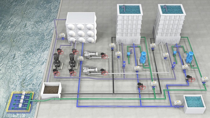 城市污水处理厂3d工艺流程图